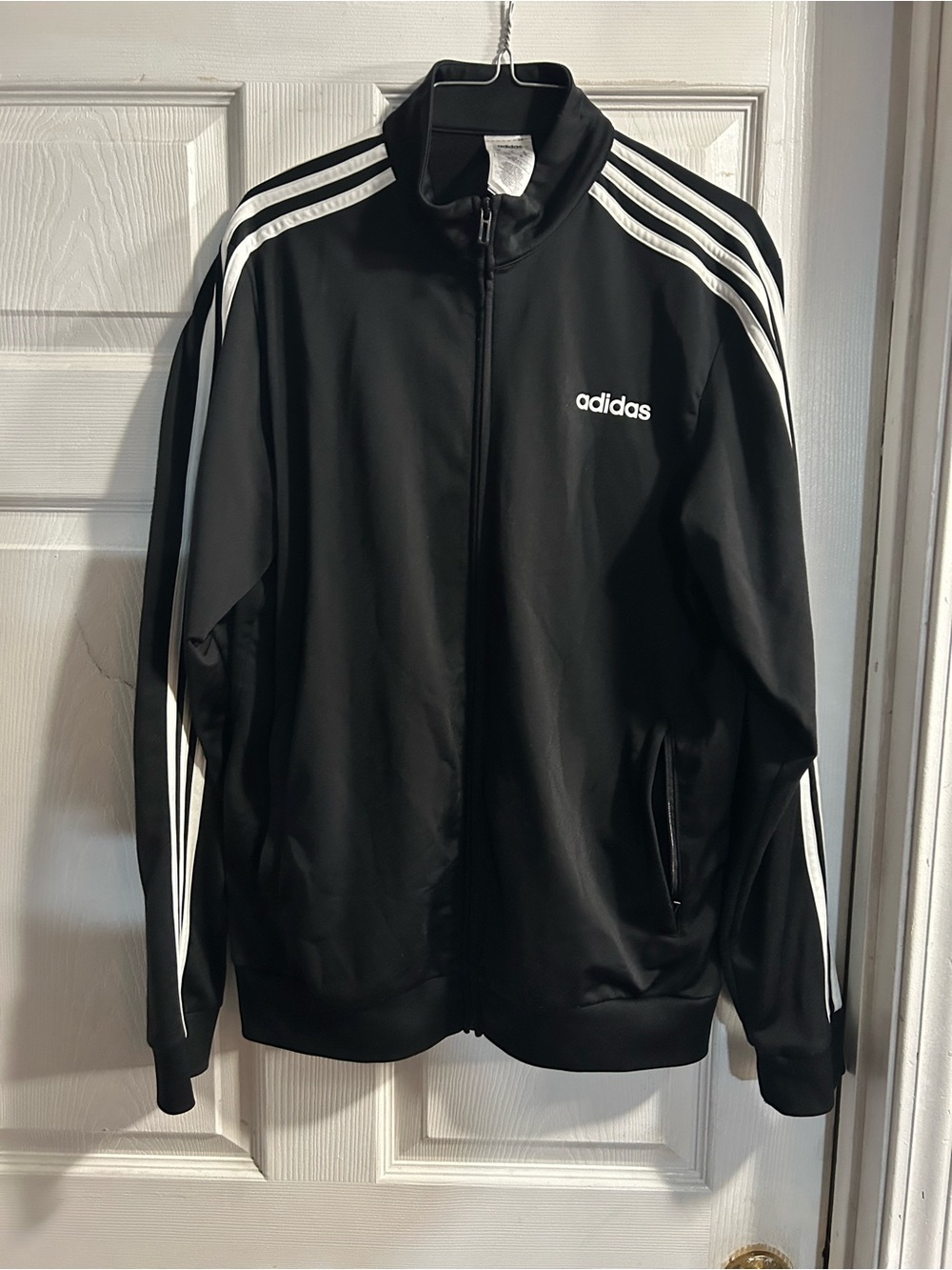 adidas Black Track Jacket with White Three-Stripes